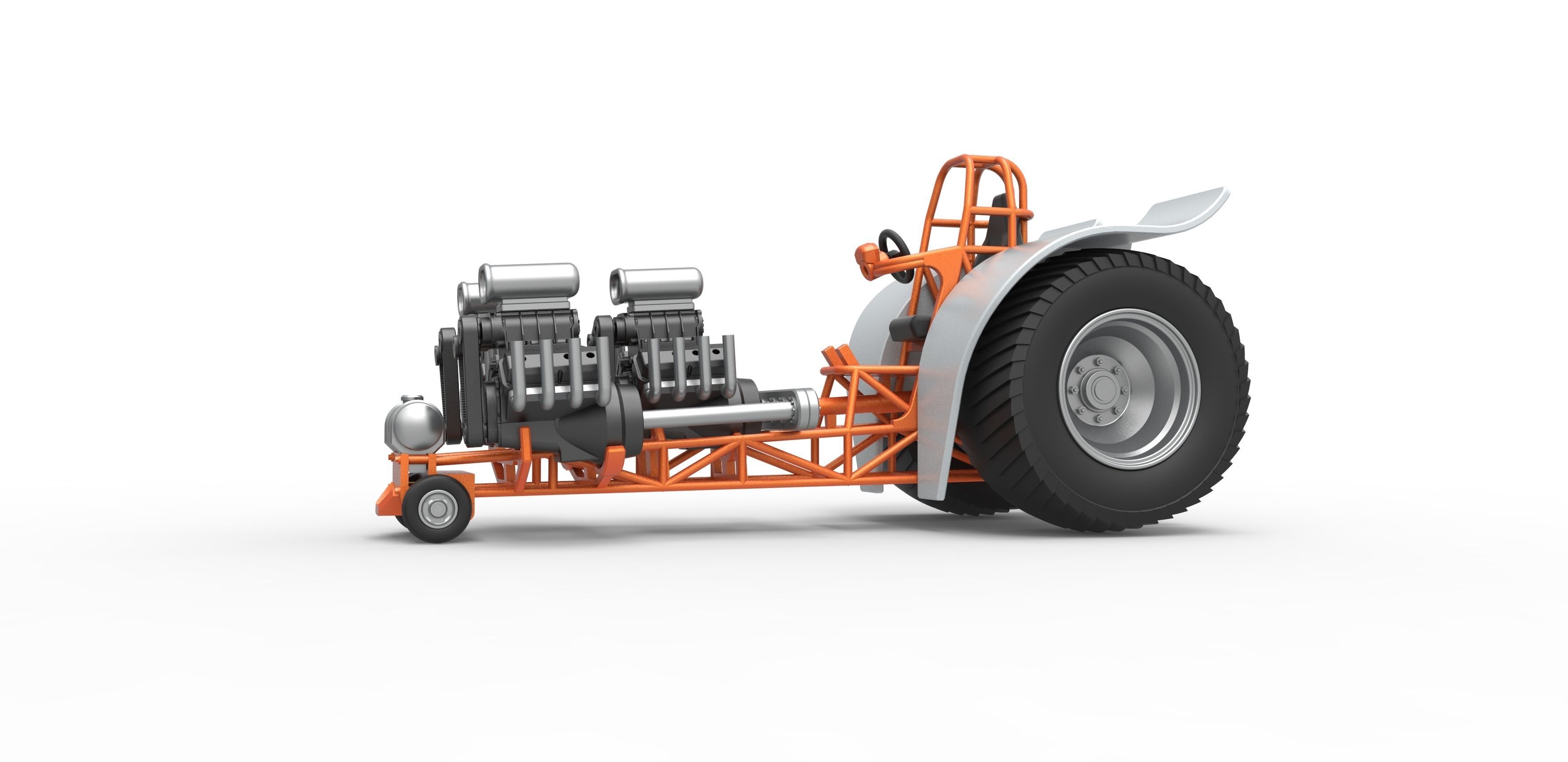 Pulling tractor 3 engines V8 Version 4 Scale 1 to 25 3D print model_3