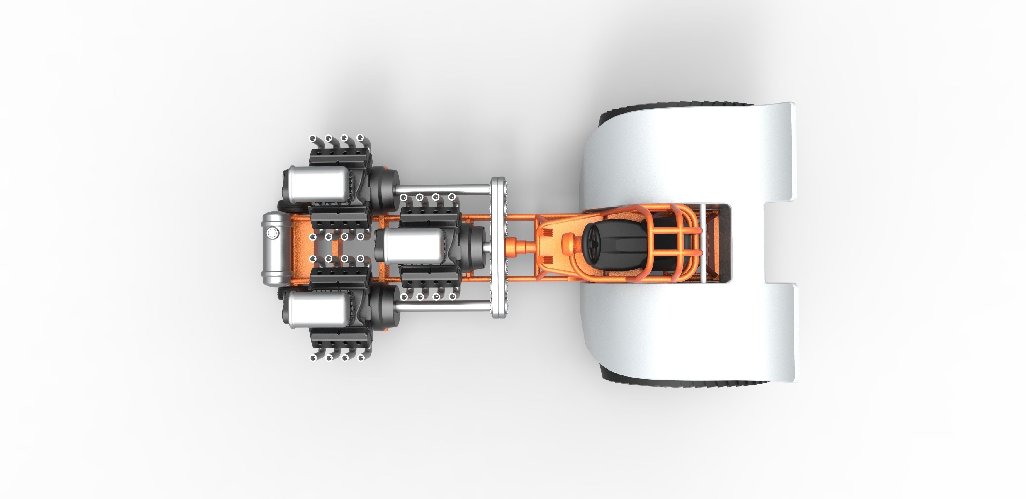 Pulling tractor 3 engines V8 Version 4 Scale 1 to 25 3D print model_10