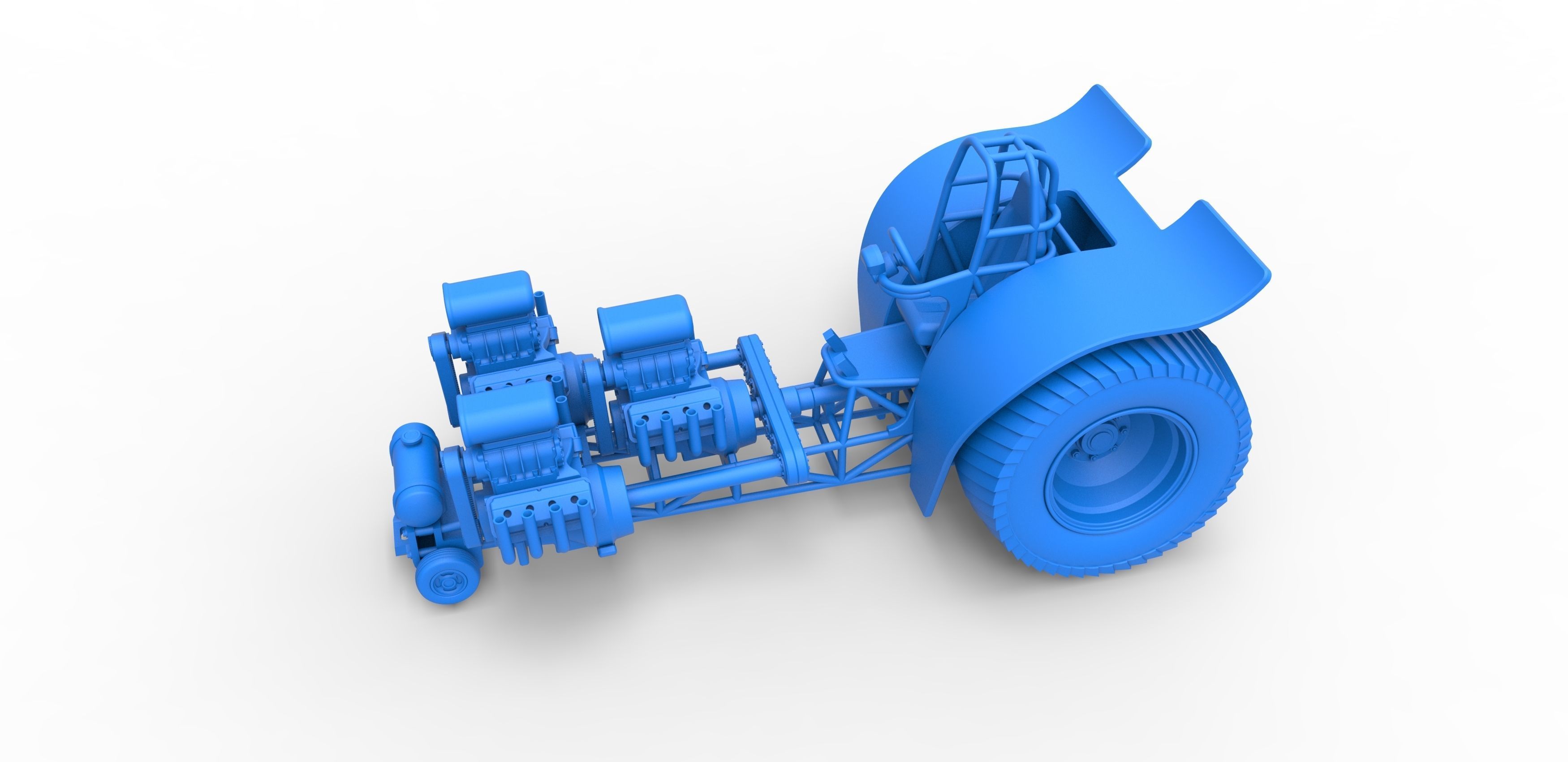 Pulling tractor 3 engines V8 Version 4 Scale 1 to 25 3D print model_16