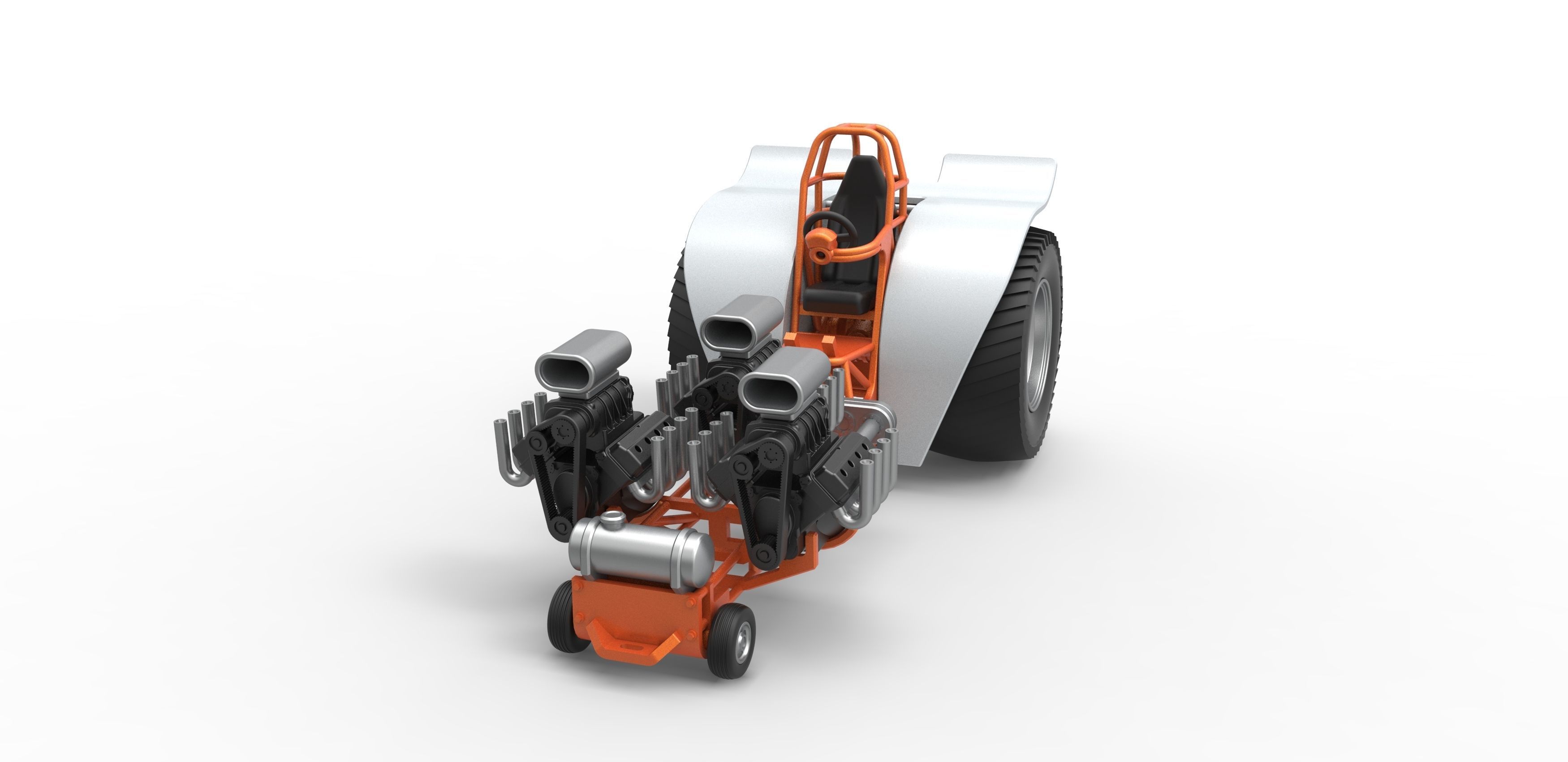 Pulling tractor 3 engines V8 Version 4 Scale 1 to 25 3D print model_4