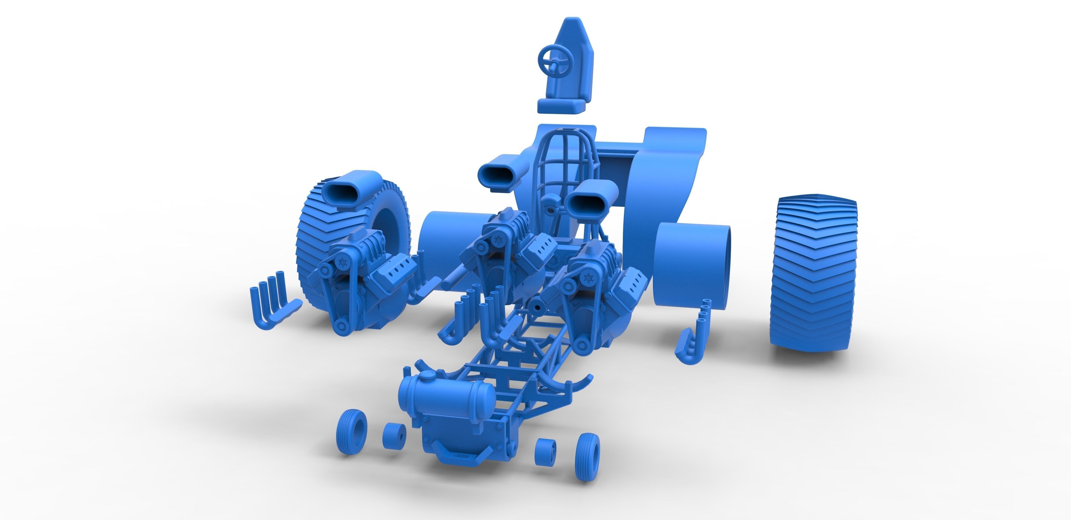 Pulling tractor 3 engines V8 Version 4 Scale 1 to 25 3D print model_32