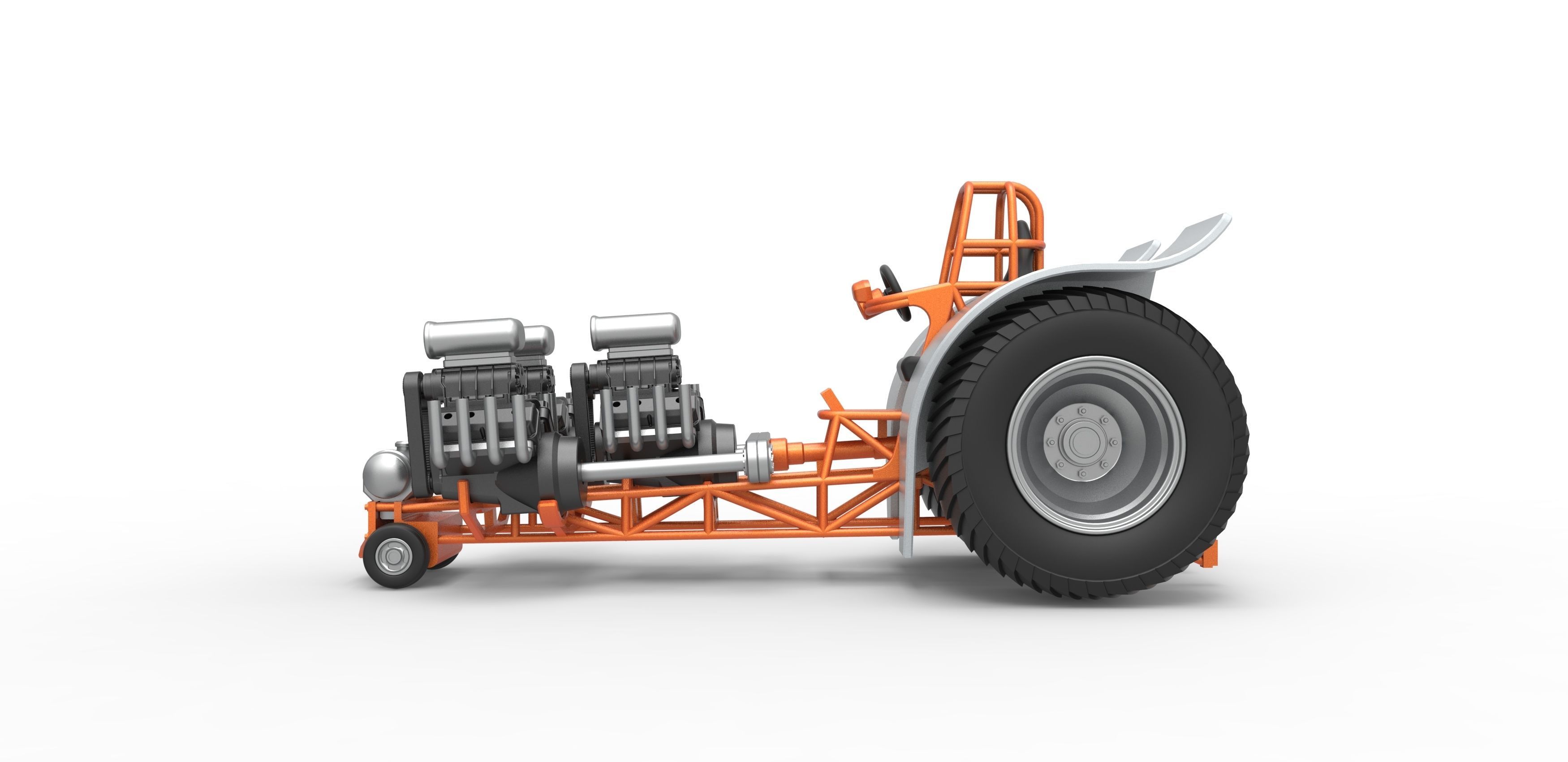 Pulling tractor 3 engines V8 Version 4 Scale 1 to 25 3D print model_8