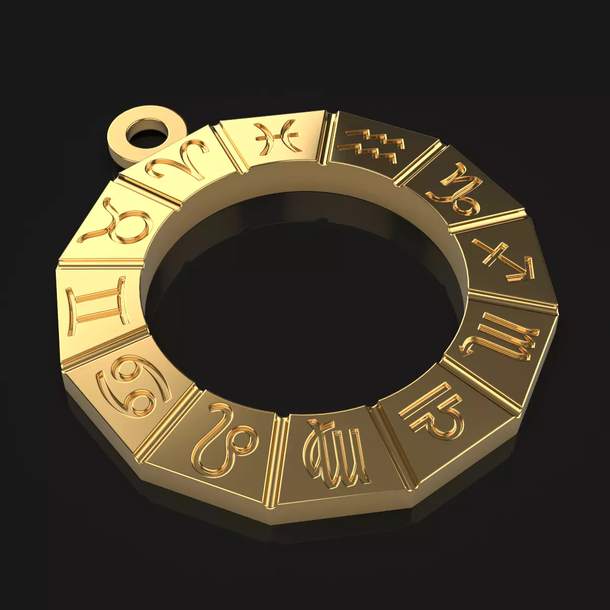 Pendant with zodiac signs 3D print model_0