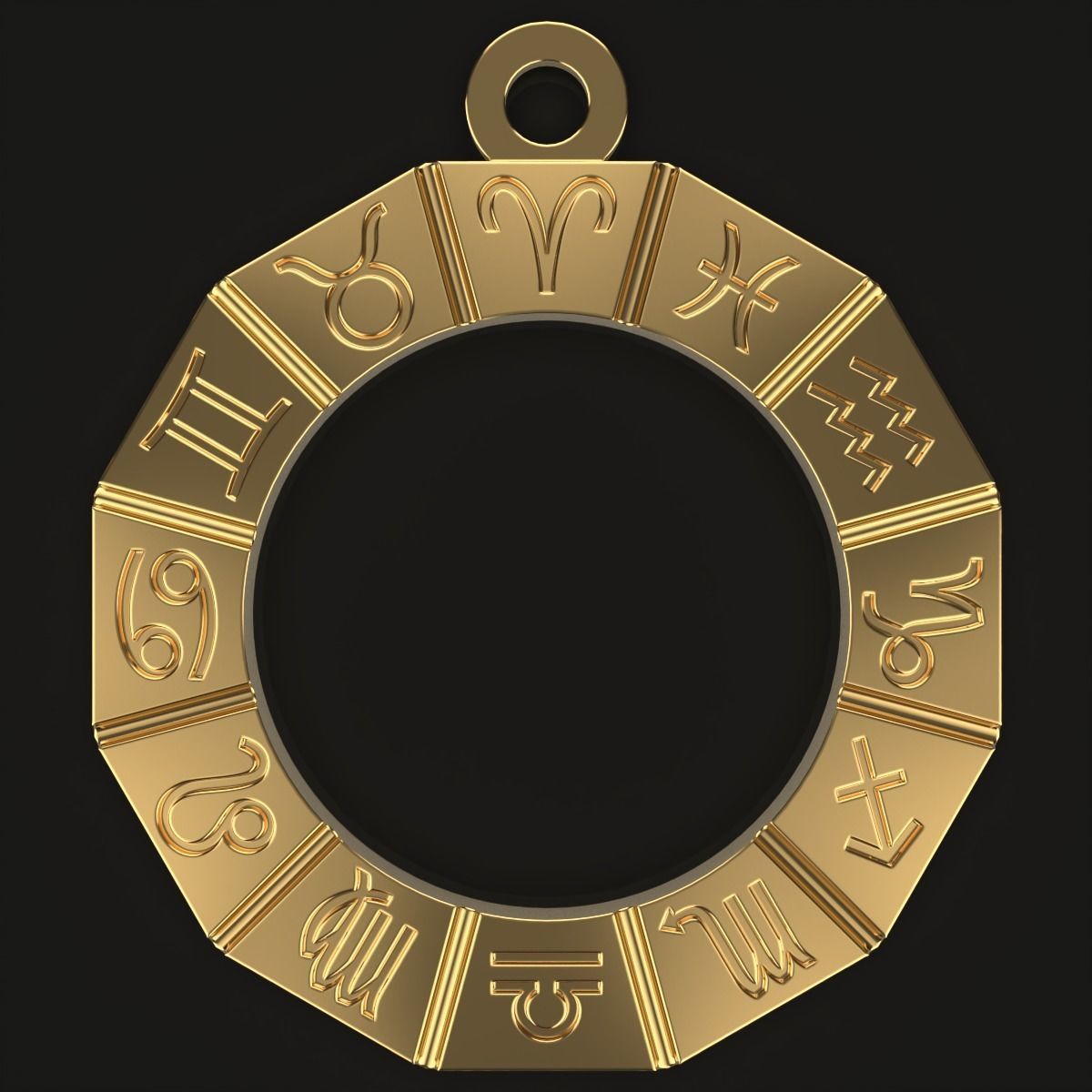 Pendant with zodiac signs 3D print model_1