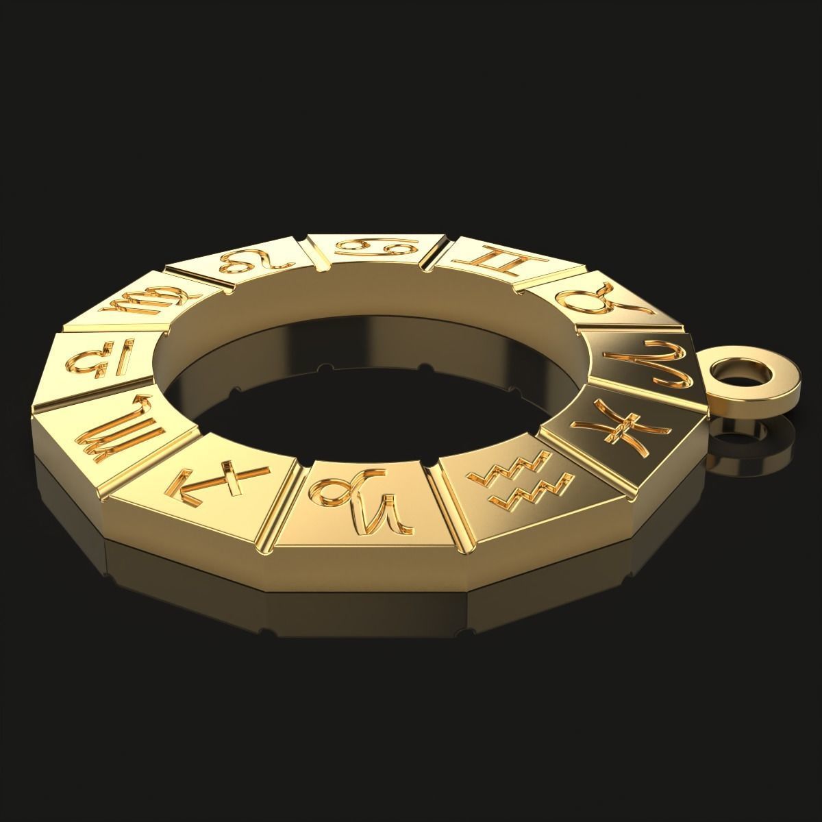 Pendant with zodiac signs 3D print model_3