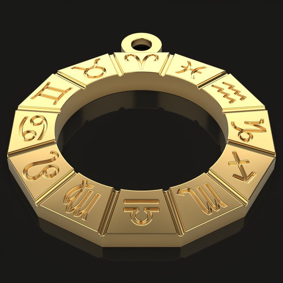 Pendant with zodiac signs 3D print model_2