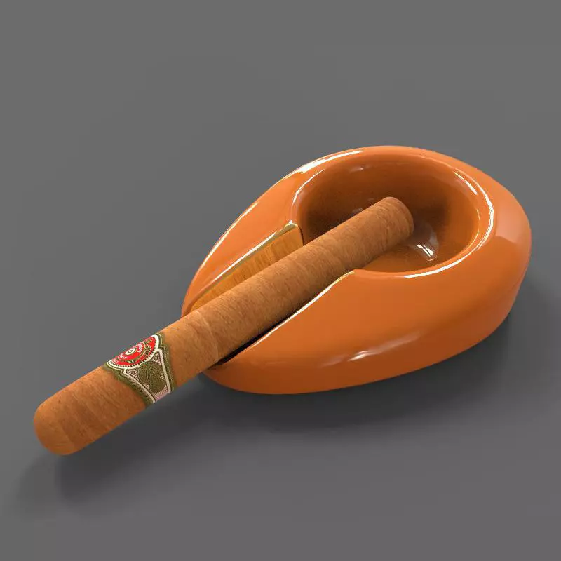 Ashtray and Cigar 3D model_0