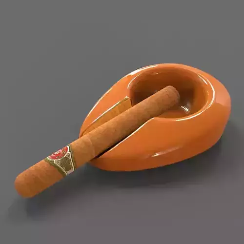 Ashtray and Cigar 3D model