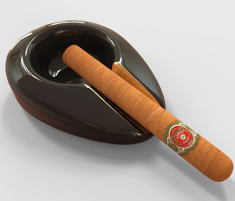 Ashtray and Cigar 3D model_2