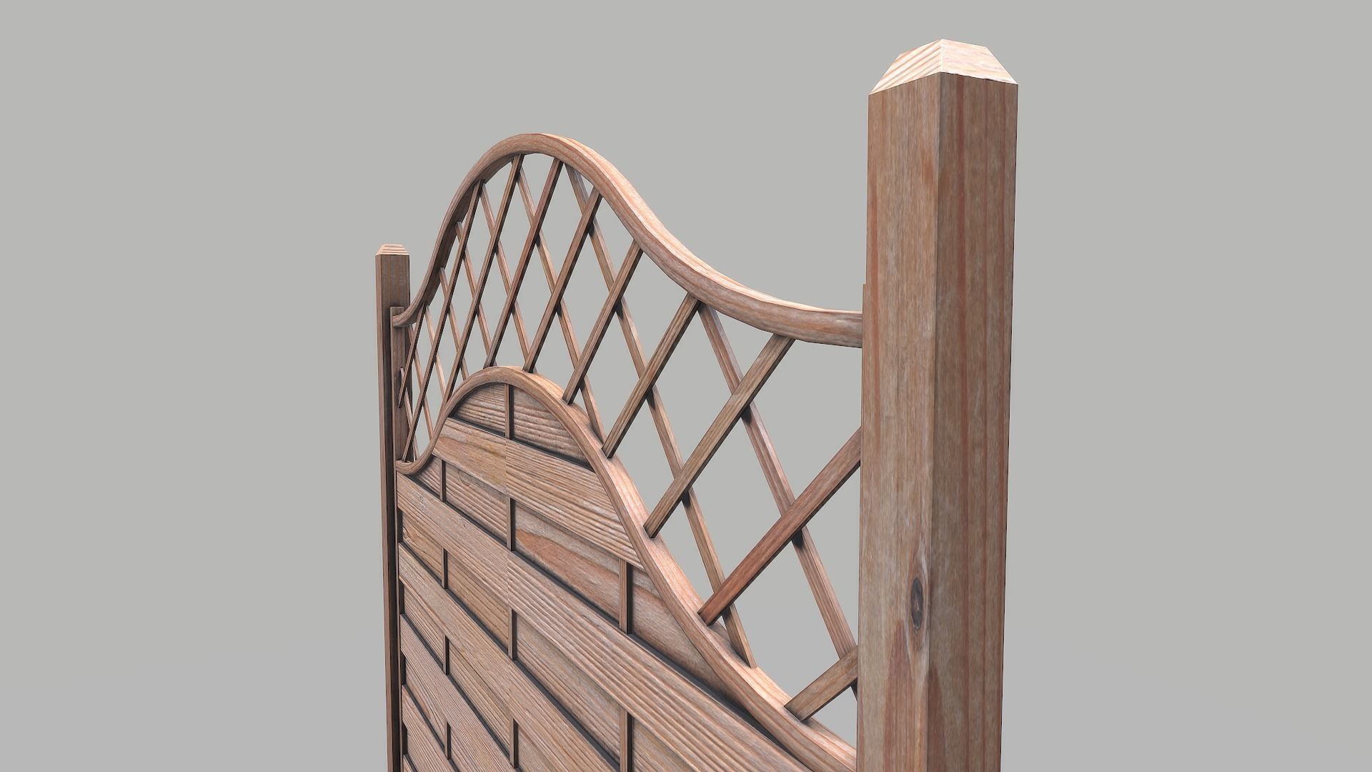 Wooden Modular Fence 1 Low-poly 3D model_5