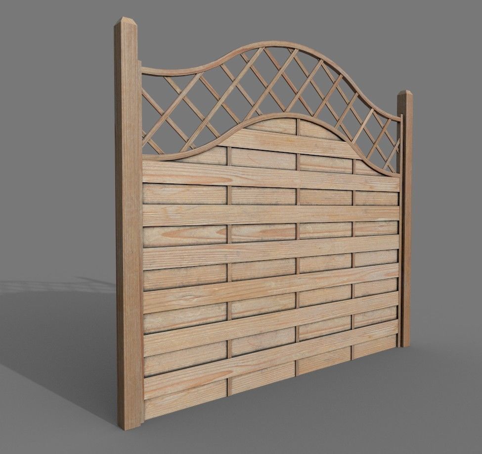 Wooden Modular Fence 1 Low-poly 3D model_2