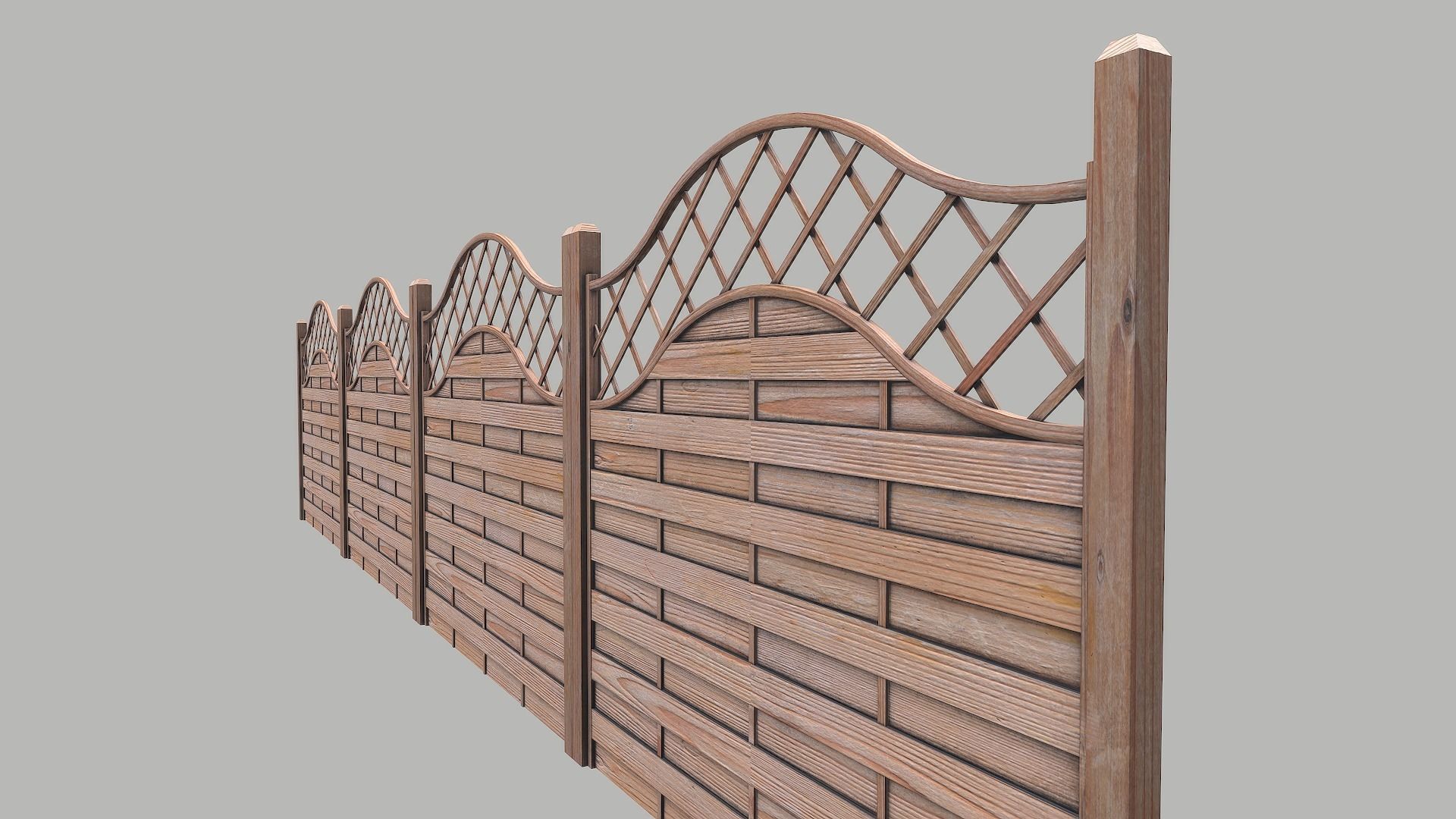 Wooden Modular Fence 1 Low-poly 3D model_6