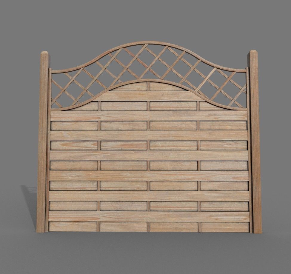 Wooden Modular Fence 1 Low-poly 3D model_3