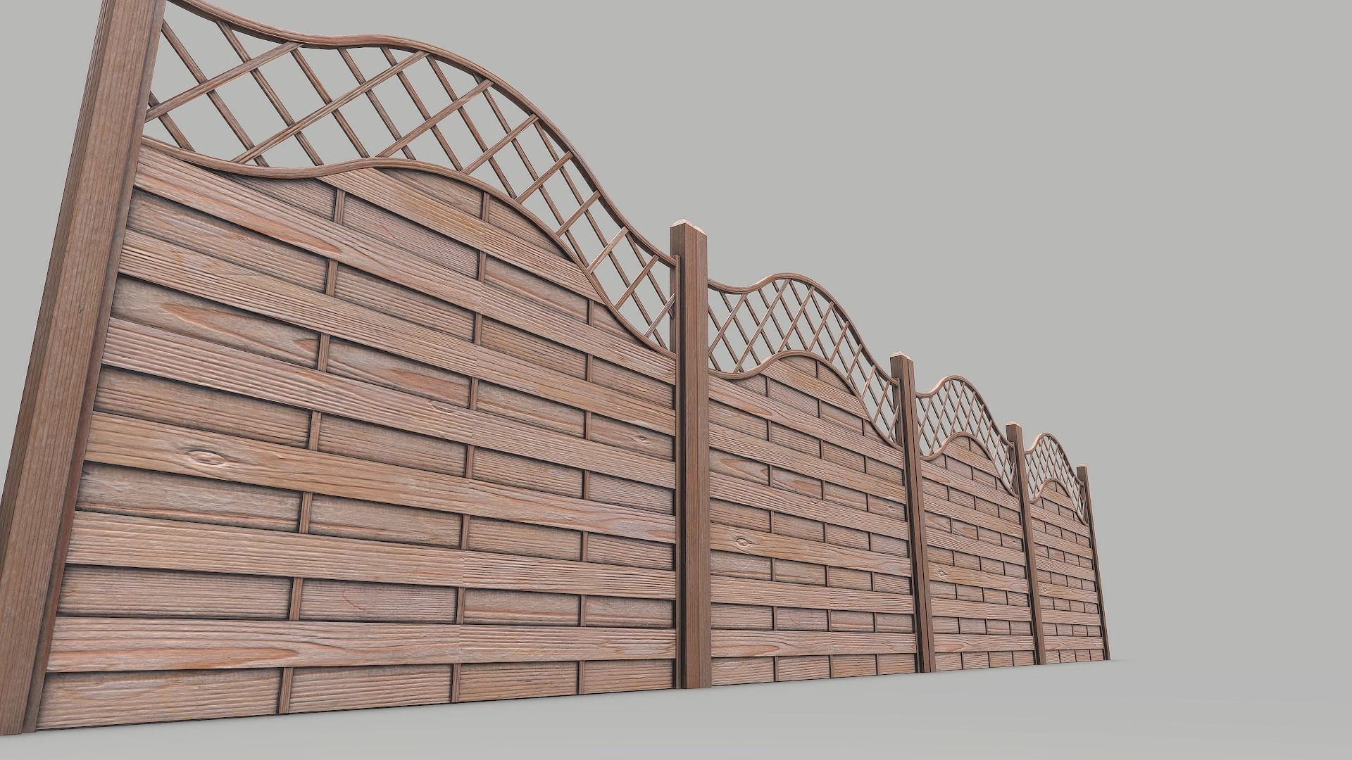 Wooden Modular Fence 1 Low-poly 3D model_7