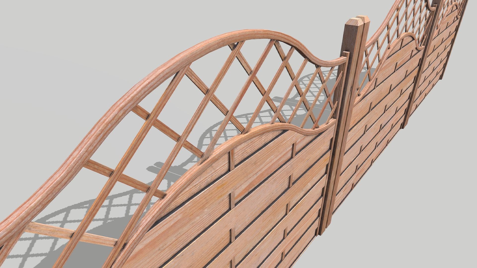 Wooden Modular Fence 1 Low-poly 3D model_9