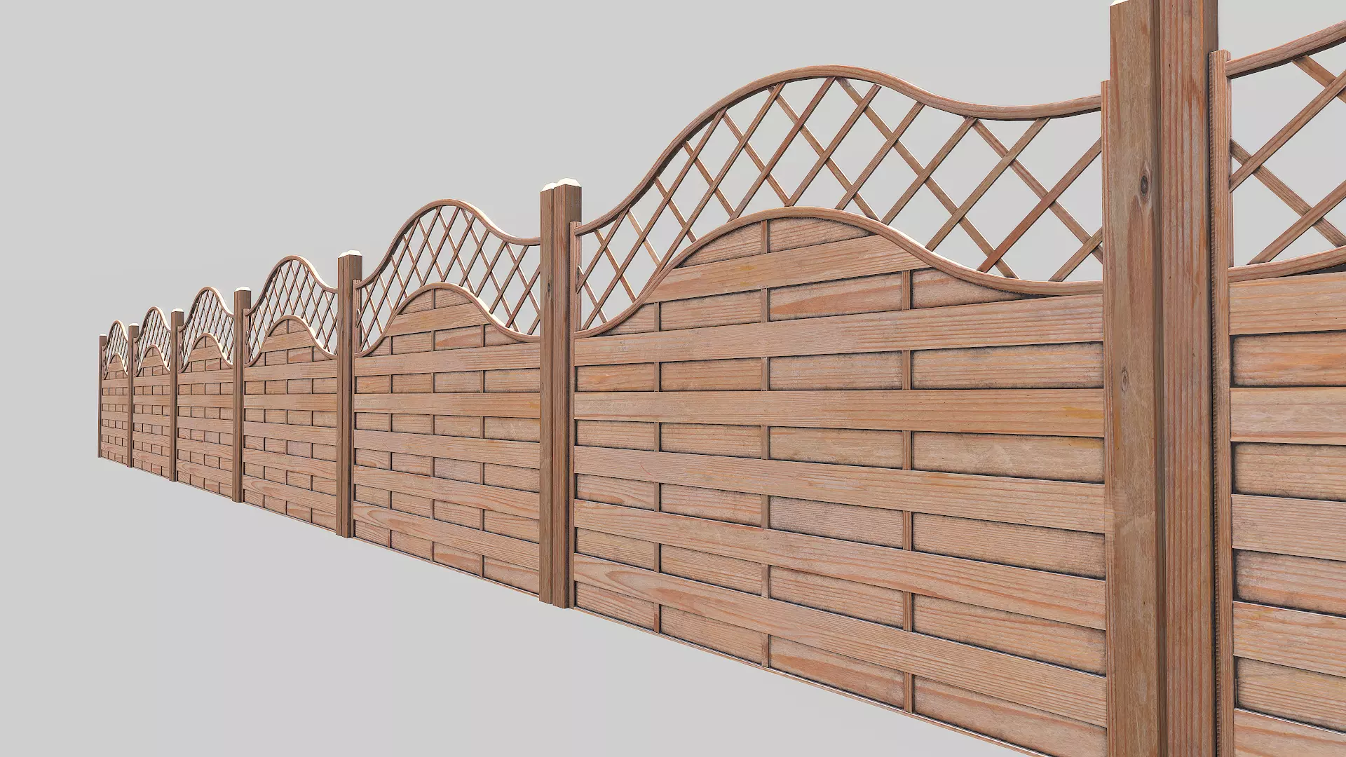 Wooden Modular Fence 1 Low-poly 3D model_0