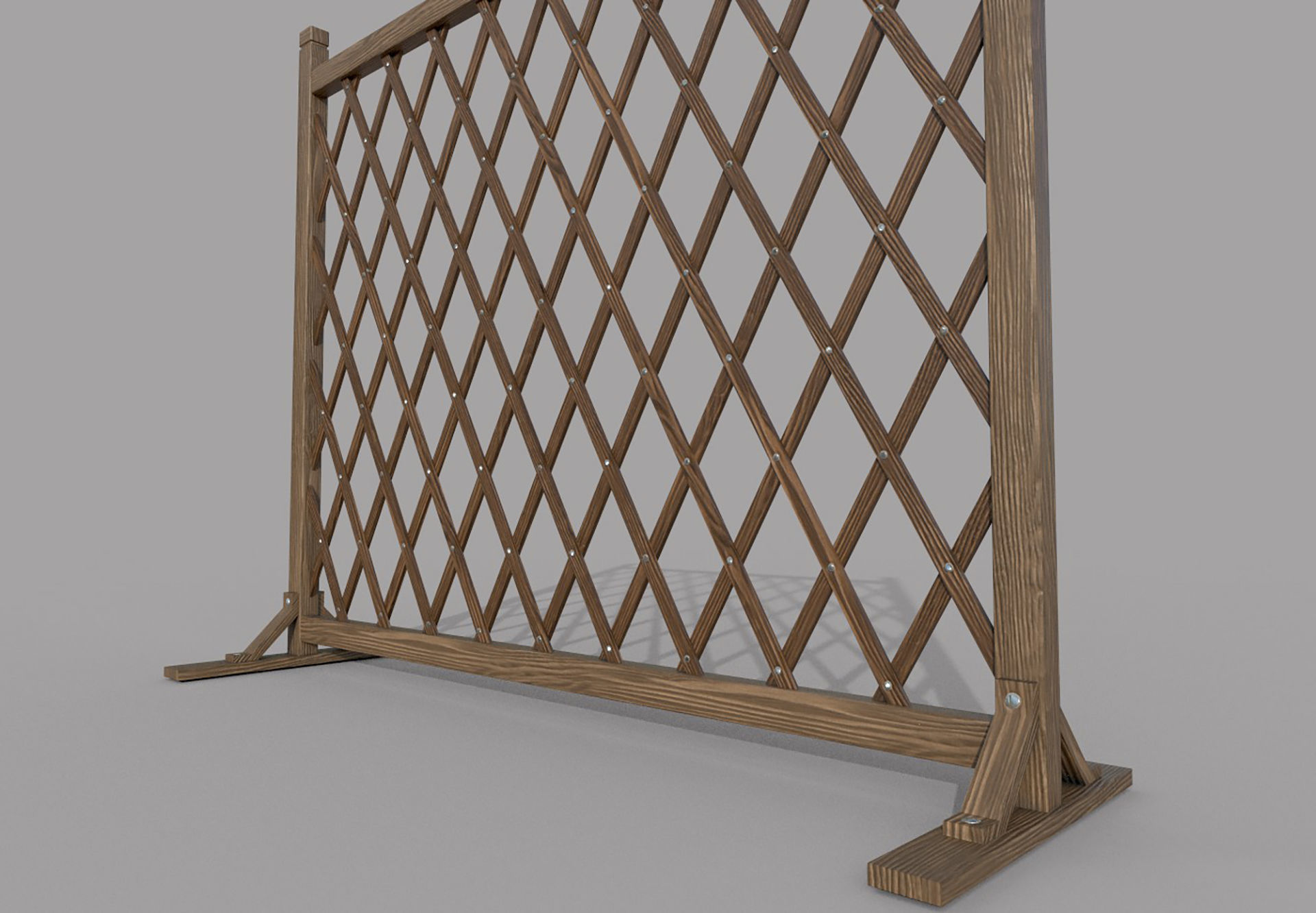 Modular Wooden Fence 2 Low-poly 3D model_3