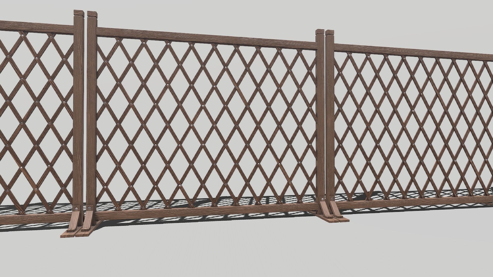 Modular Wooden Fence 2 Low-poly 3D model_7