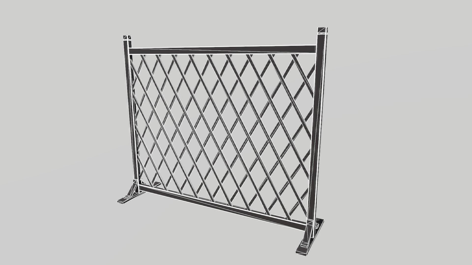 Modular Wooden Fence 2 Low-poly 3D model_5