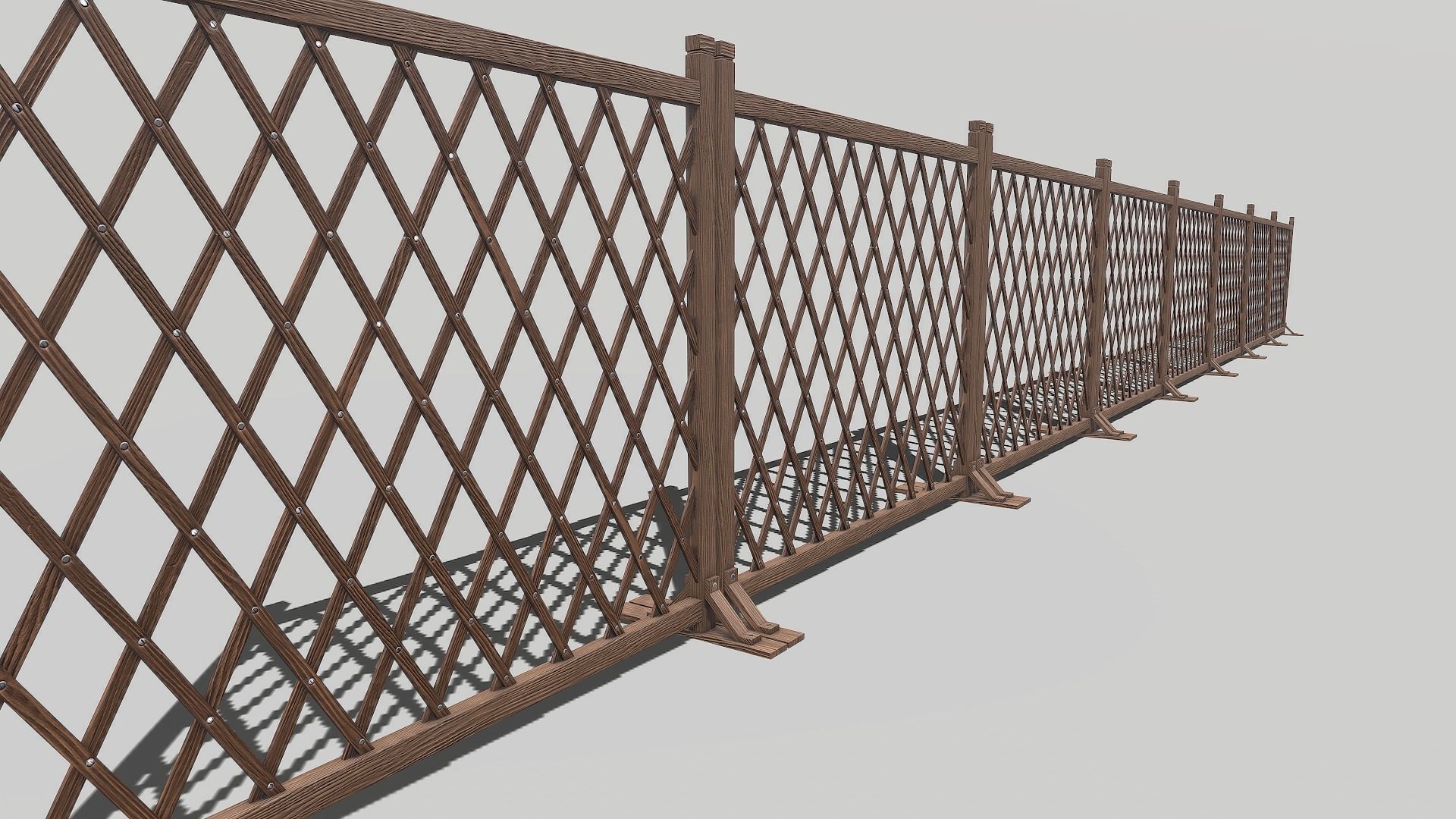 Modular Wooden Fence 2 Low-poly 3D model_4
