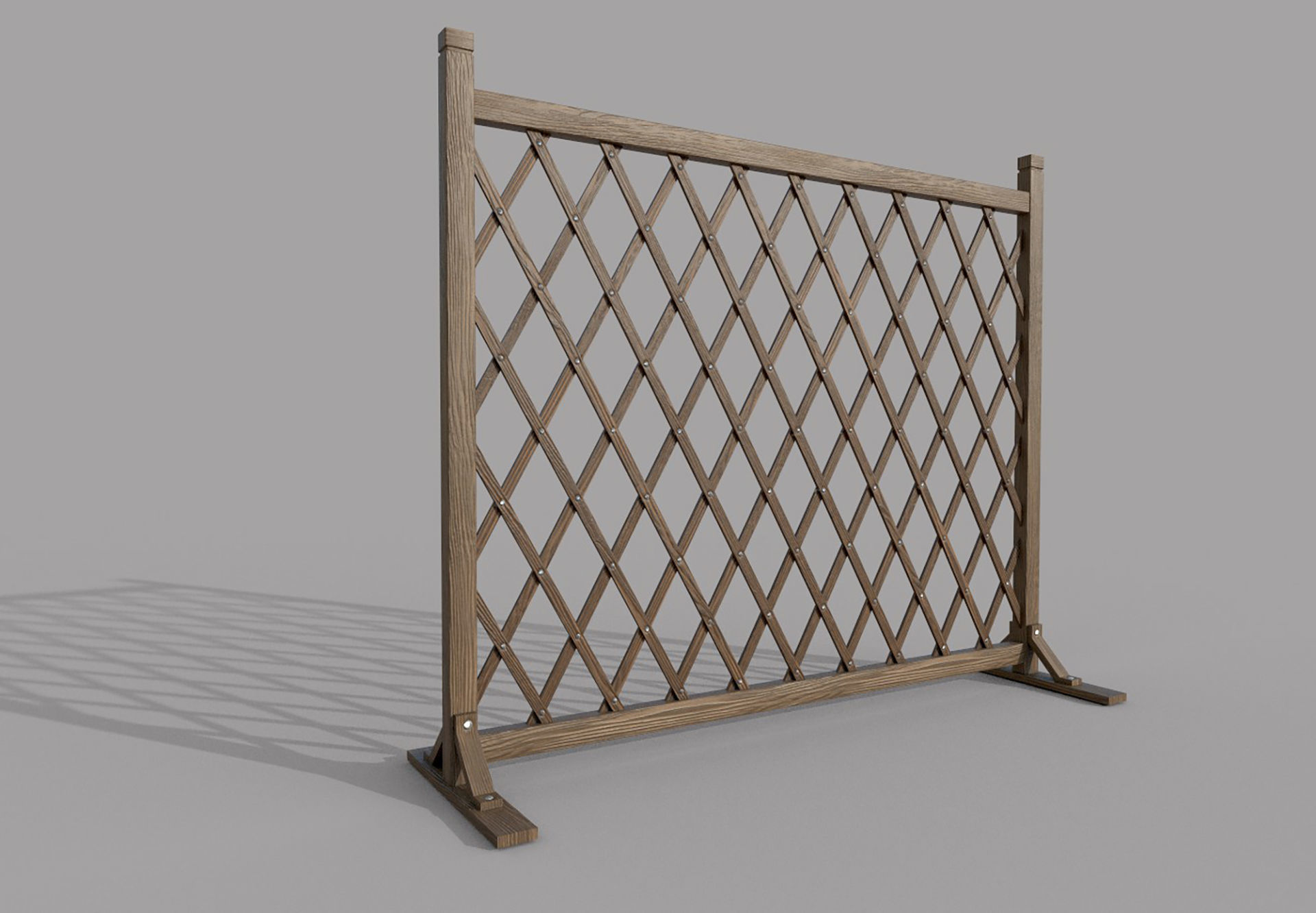 Modular Wooden Fence 2 Low-poly 3D model_2