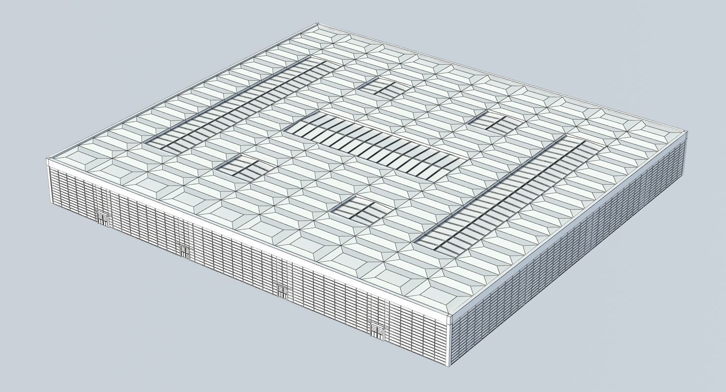 Warehouse 8 industrial building with roof 3D model_5