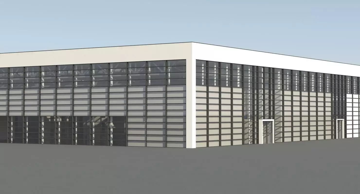 Warehouse 8 industrial building with roof 3D model_0