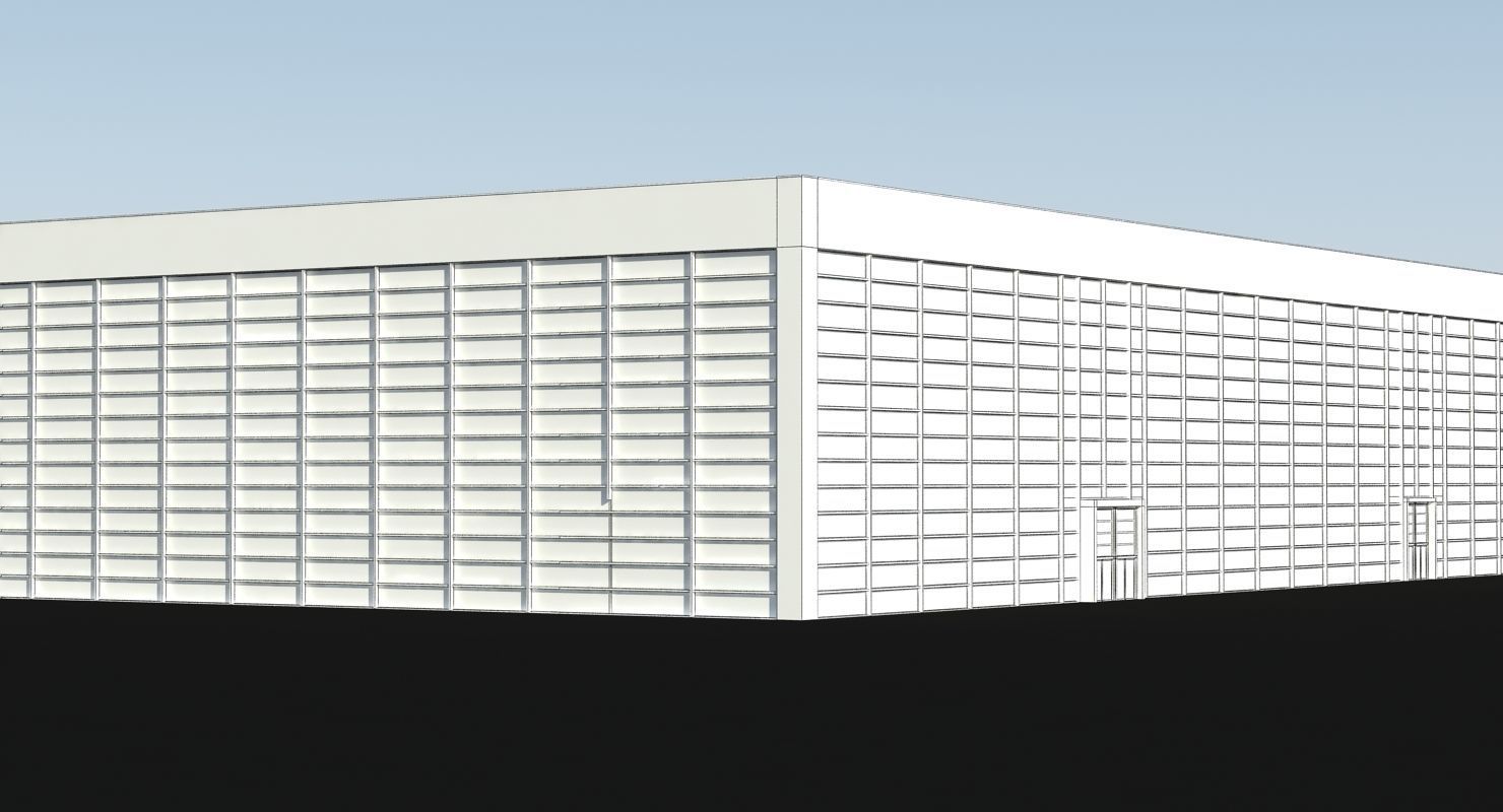 Warehouse 8 industrial building with roof 3D model_11
