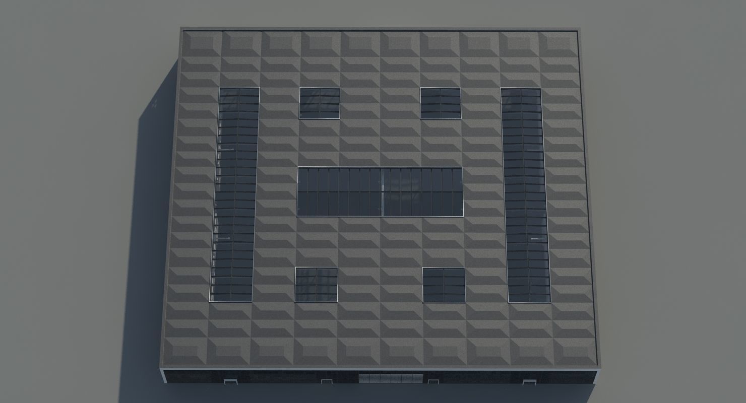 Warehouse 8 industrial building with roof 3D model_9