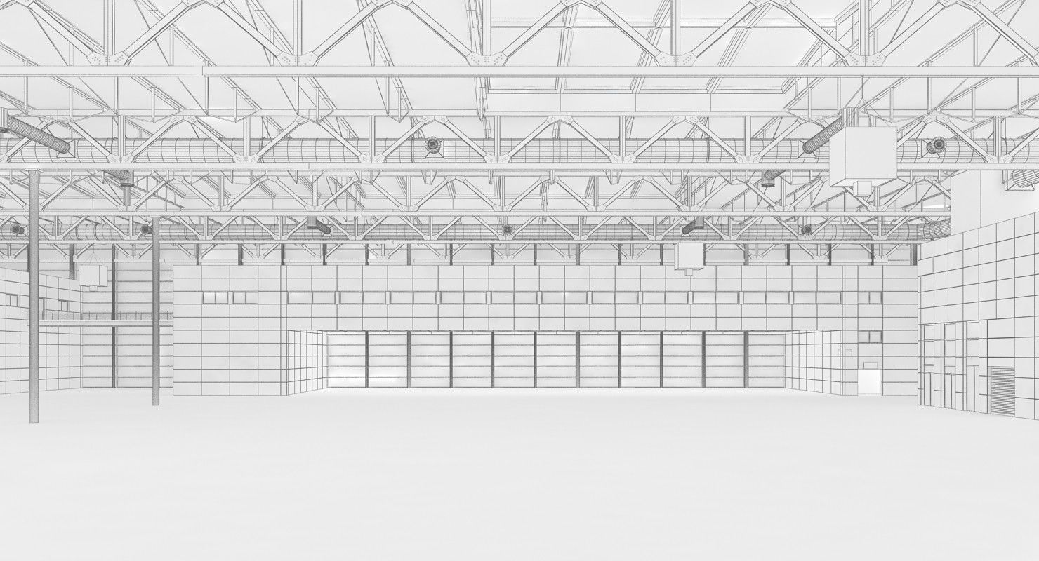 Warehouse 8 industrial building with roof 3D model_16