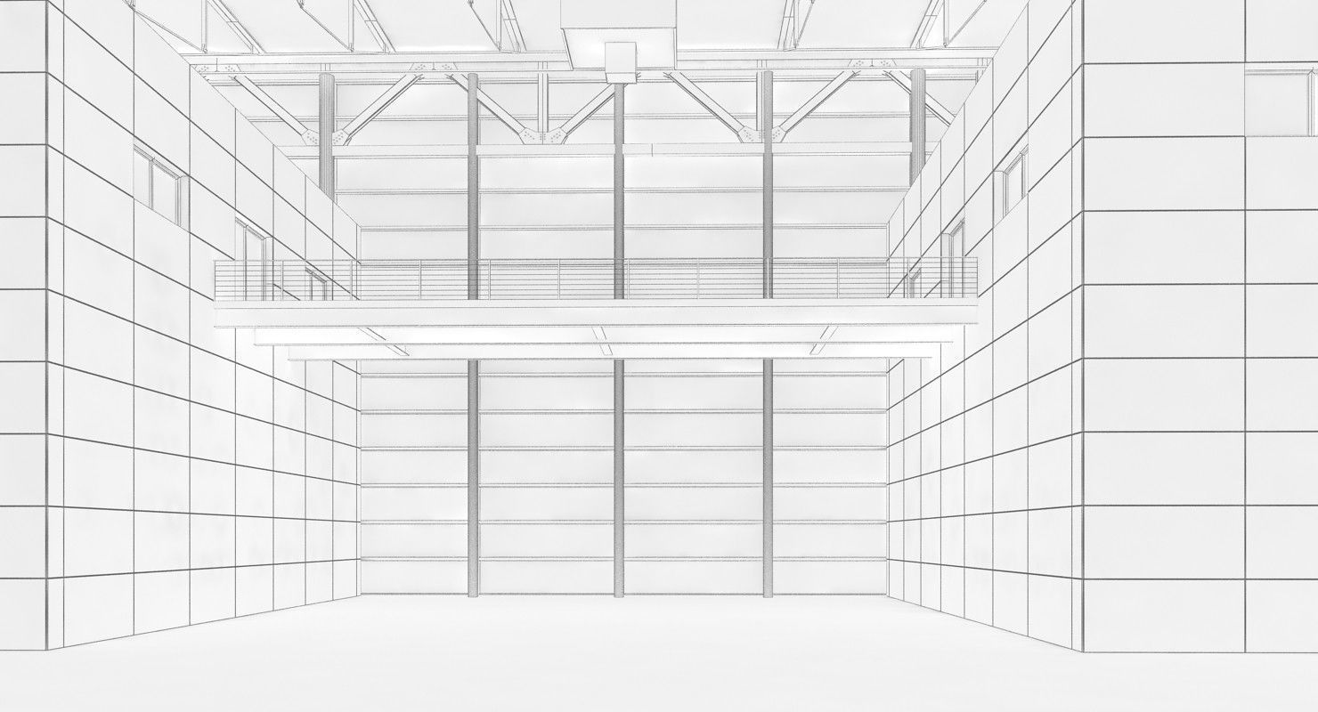 Warehouse 8 industrial building with roof 3D model_22