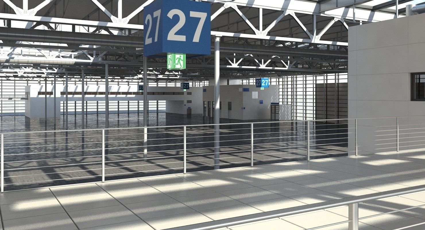 Warehouse 8 industrial building with roof 3D model_3