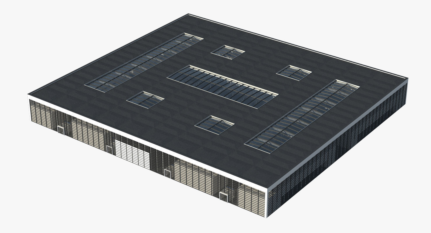 Warehouse 8 industrial building with roof 3D model_24