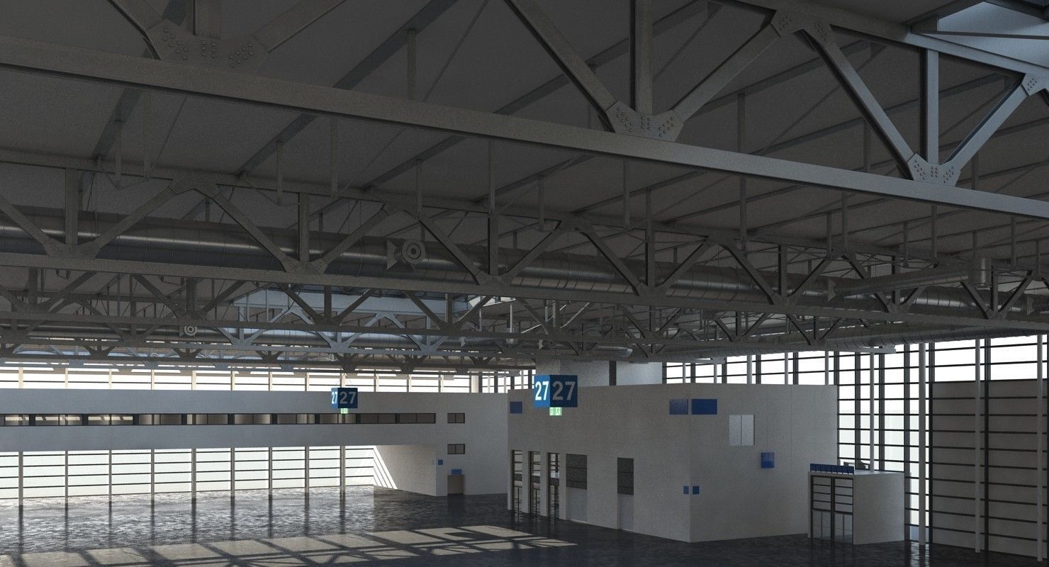 Warehouse 8 industrial building with roof 3D model_4