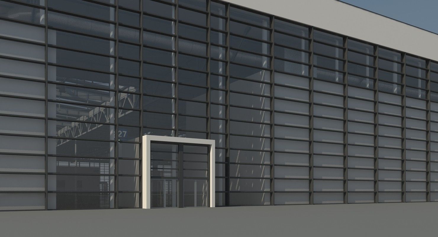 Warehouse 8 industrial building with roof 3D model_23