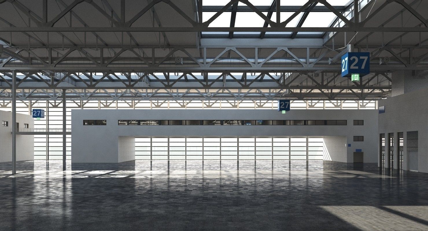 Warehouse 8 industrial building with roof 3D model_15