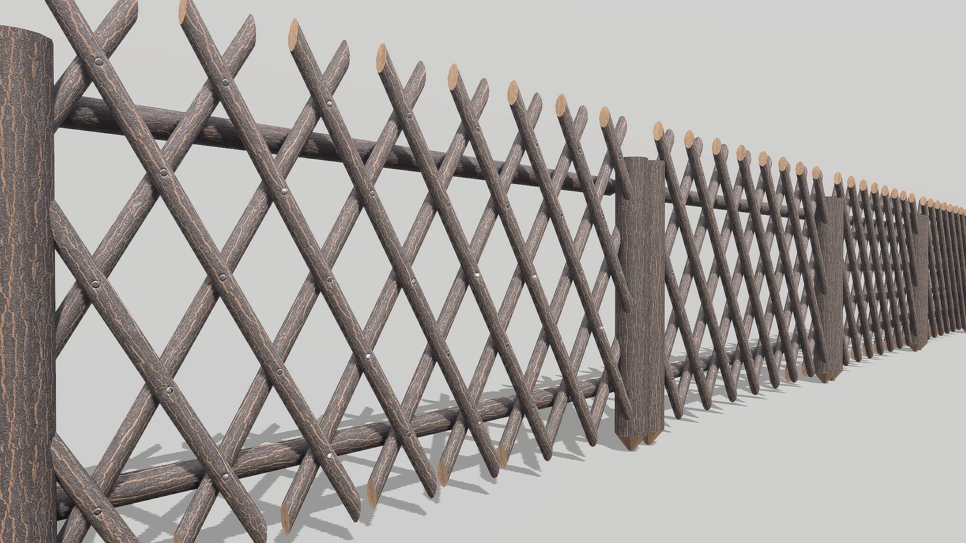 Modular Wooden Fence 3 Low-poly 3D model_2
