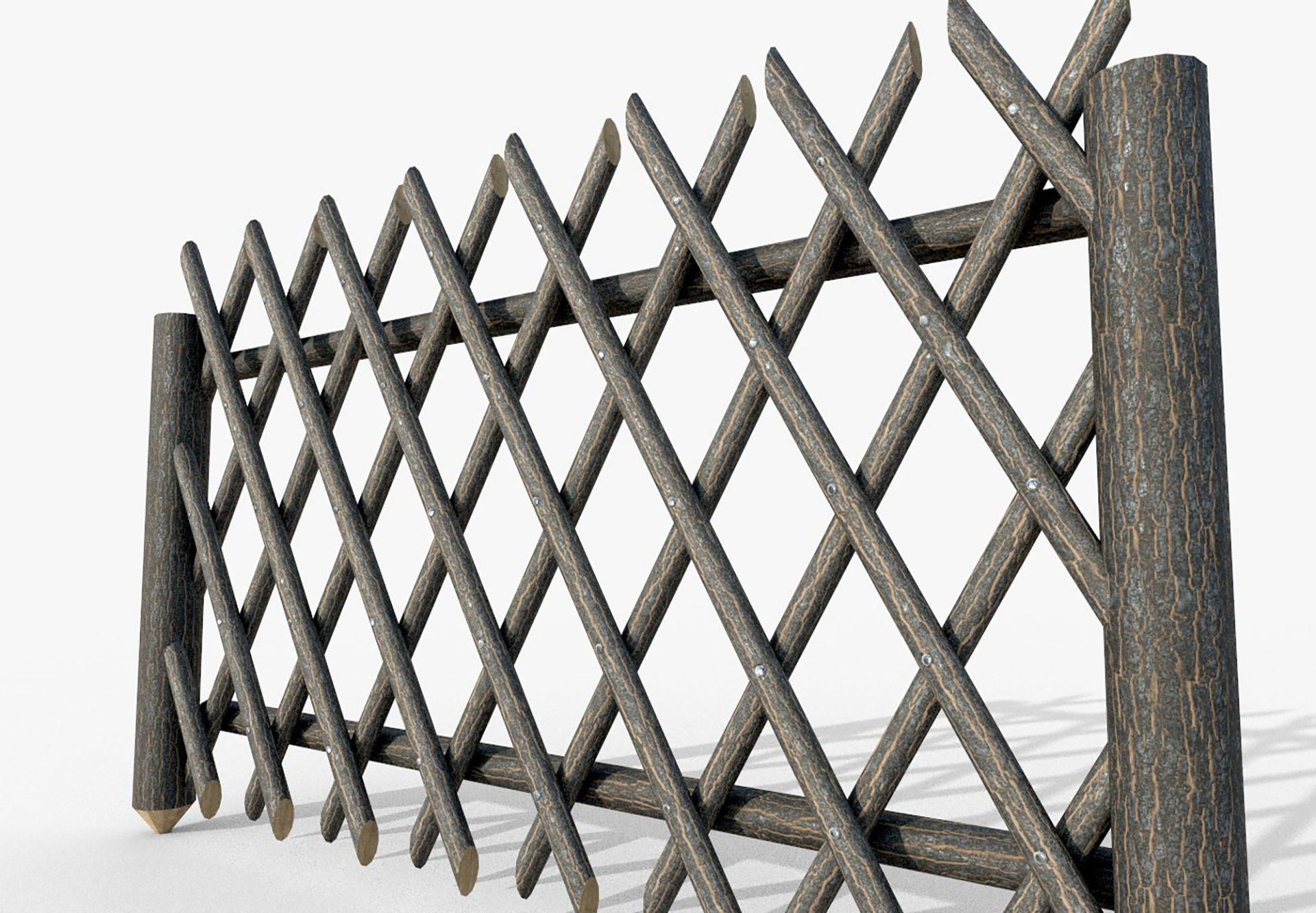 Modular Wooden Fence 3 Low-poly 3D model_6