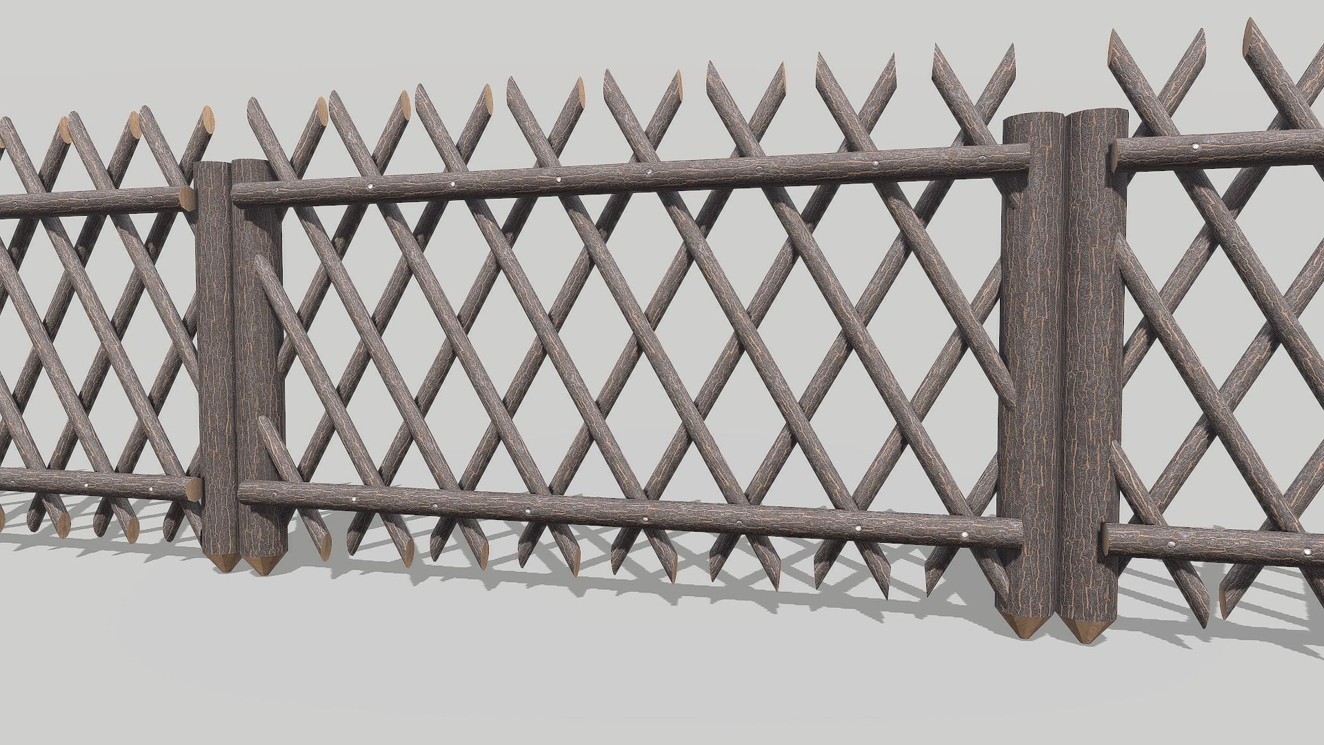 Modular Wooden Fence 3 Low-poly 3D model_3