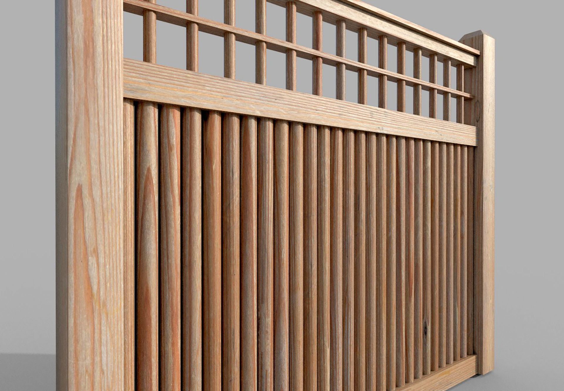 Modular Wooden Fence 4 Low-poly 3D model_3