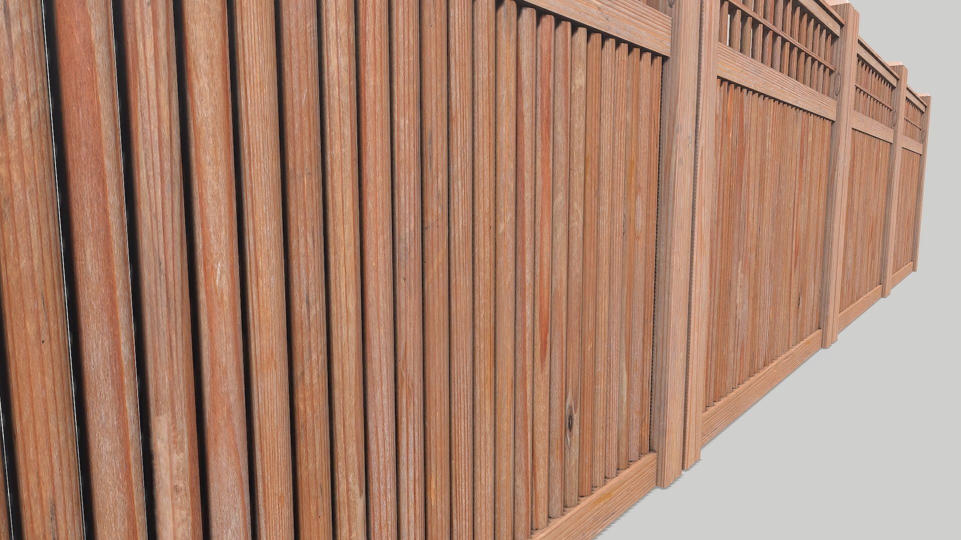 Modular Wooden Fence 4 Low-poly 3D model_5