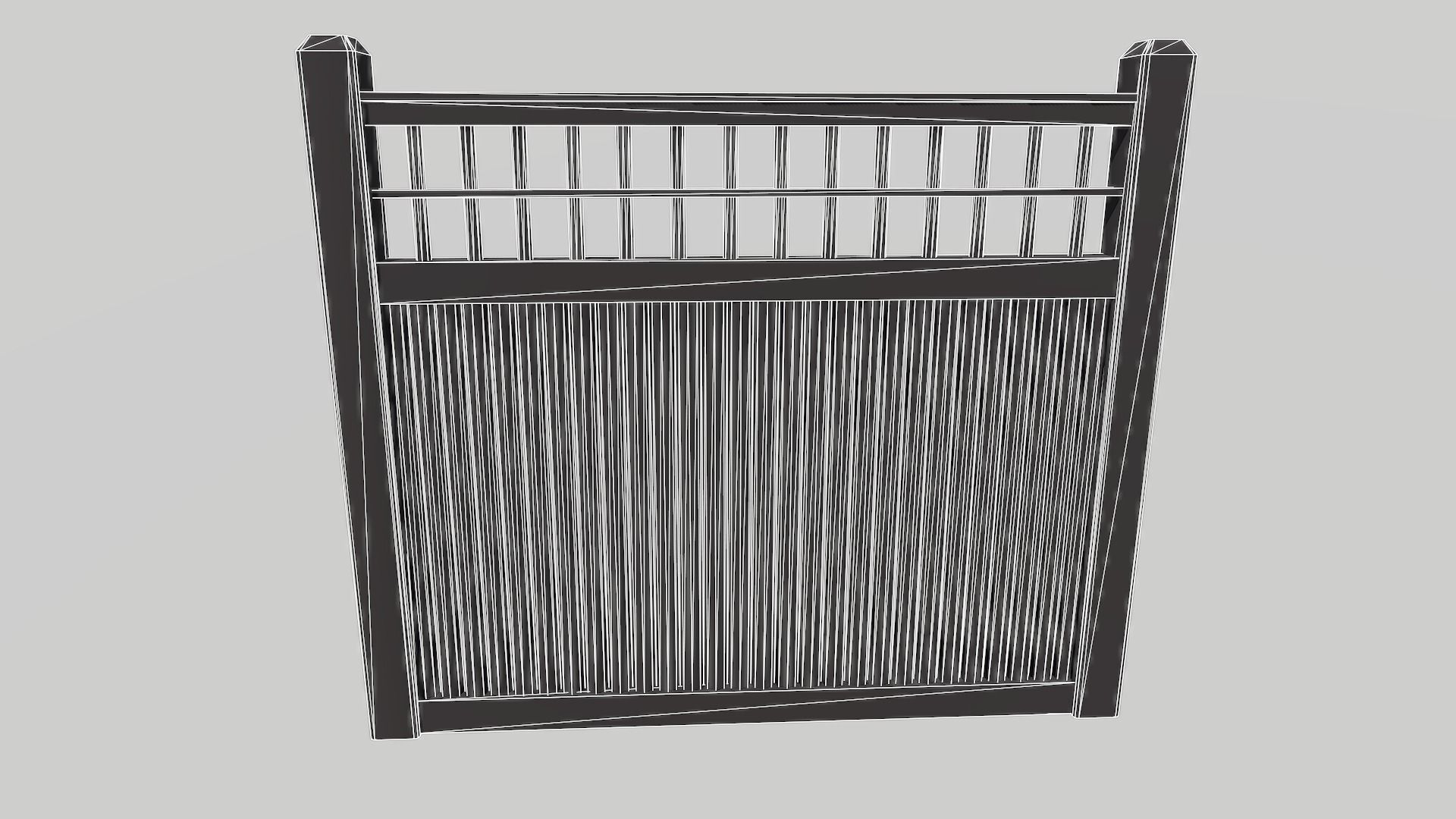 Modular Wooden Fence 4 Low-poly 3D model_9