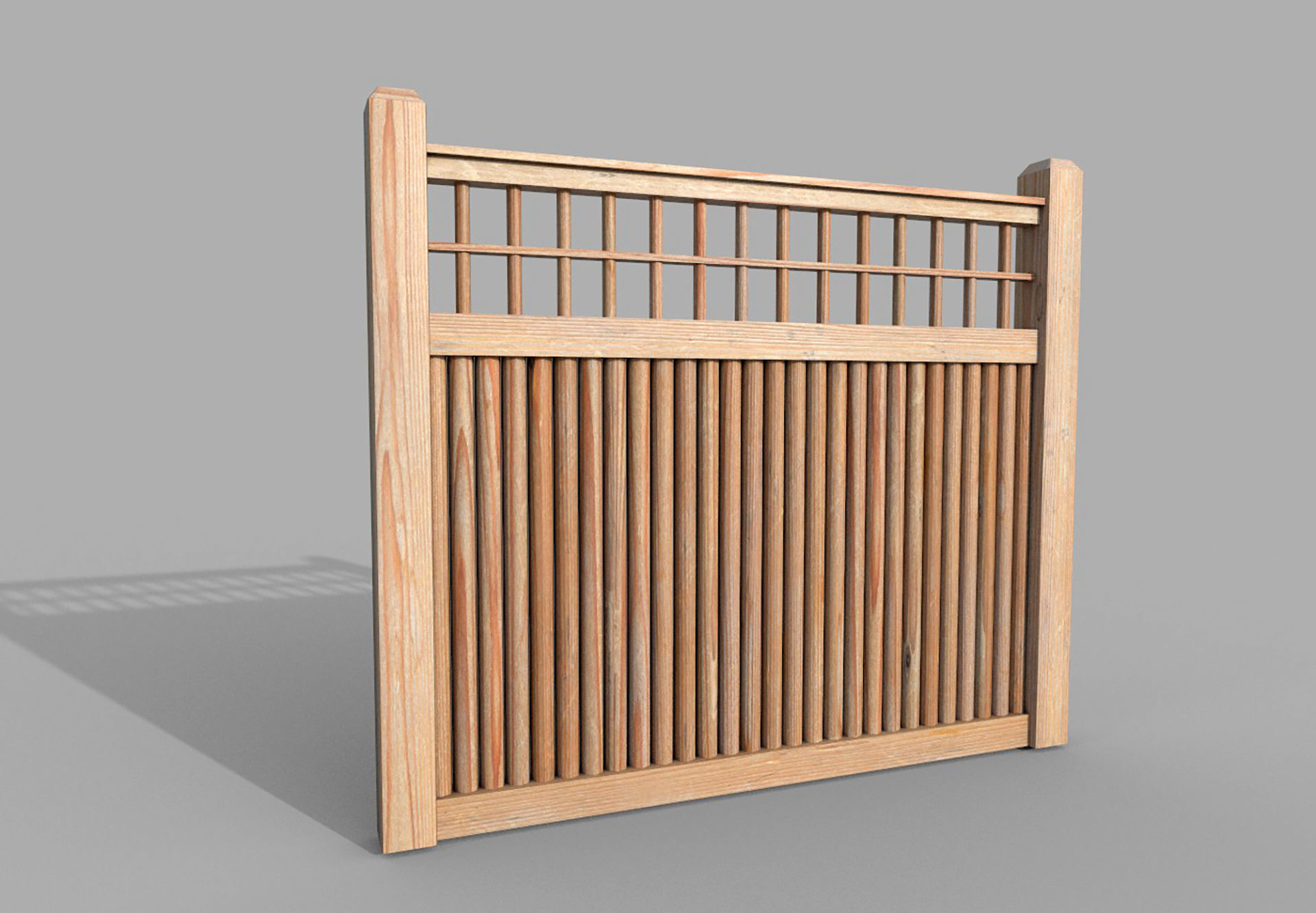 Modular Wooden Fence 4 Low-poly 3D model_2