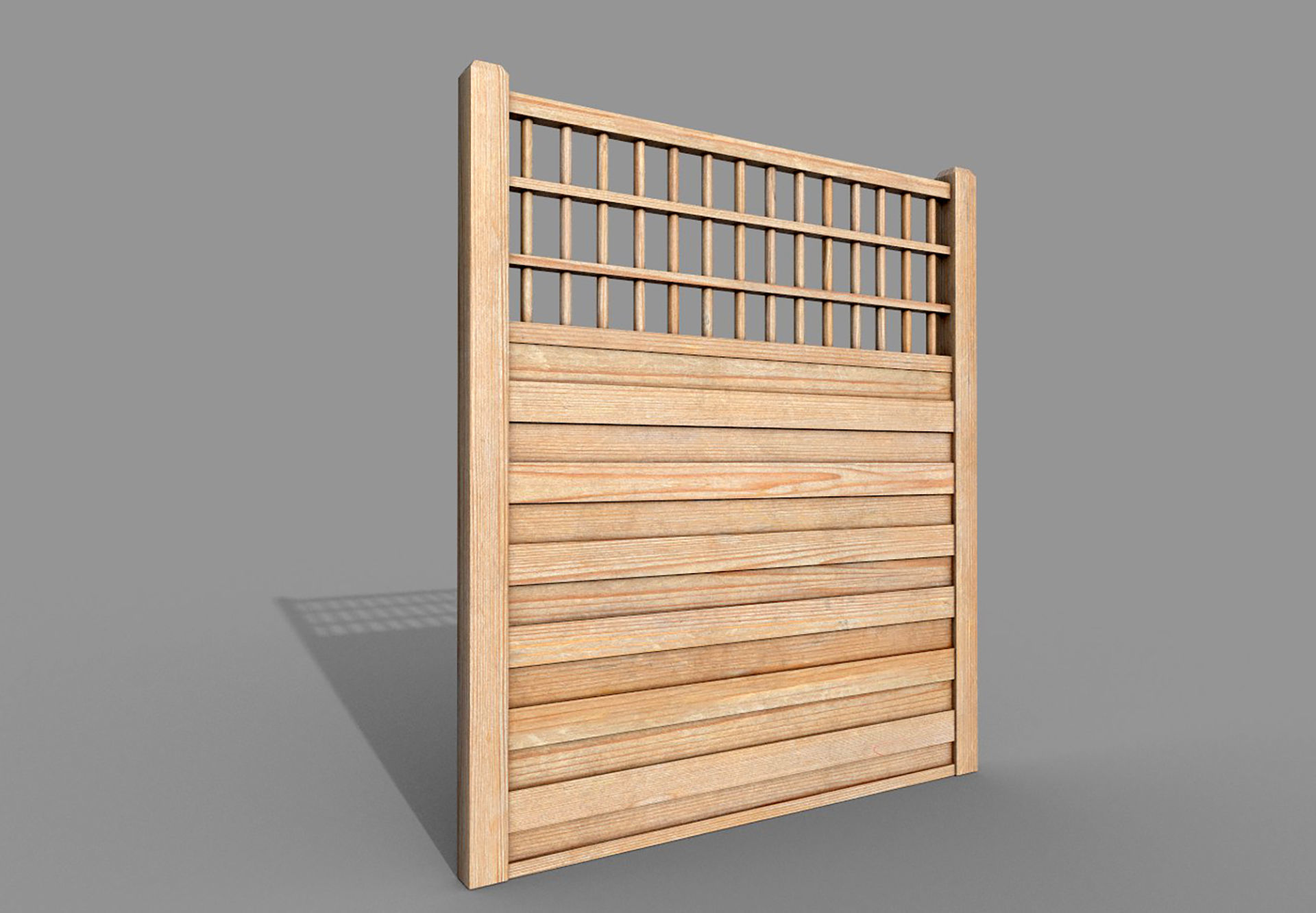 Modular Wooden Fence 5 Low-poly 3D model_6