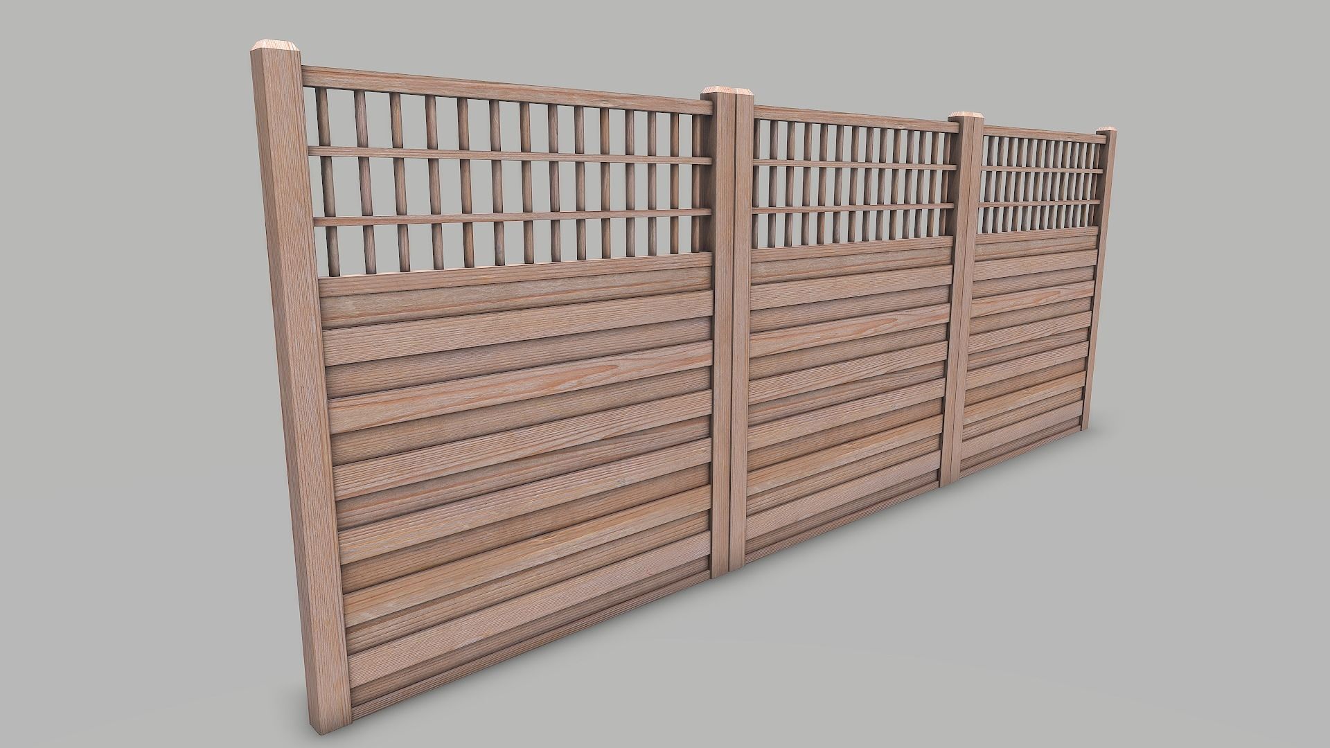 Modular Wooden Fence 5 Low-poly 3D model_3