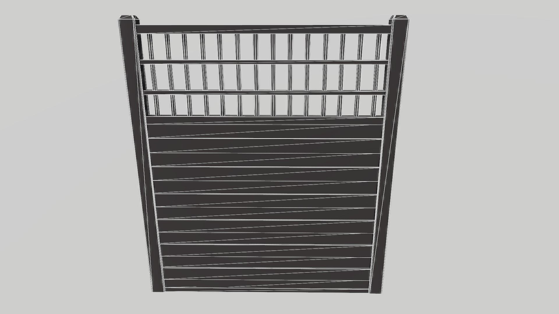 Modular Wooden Fence 5 Low-poly 3D model_7