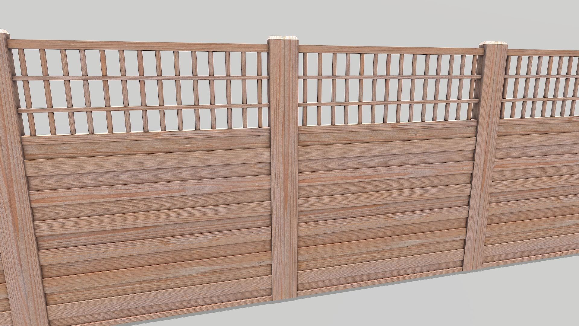 Modular Wooden Fence 5 Low-poly 3D model_2
