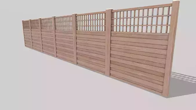 Modular Wooden Fence 5 Low-poly 3D model
