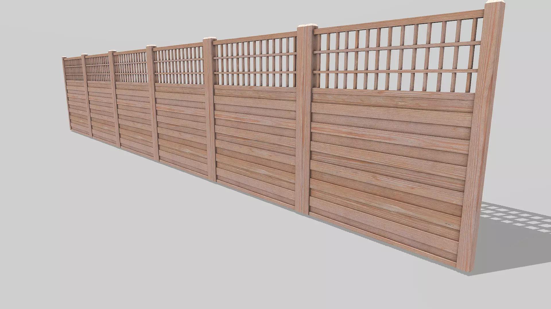 Modular Wooden Fence 5 Low-poly 3D model_0