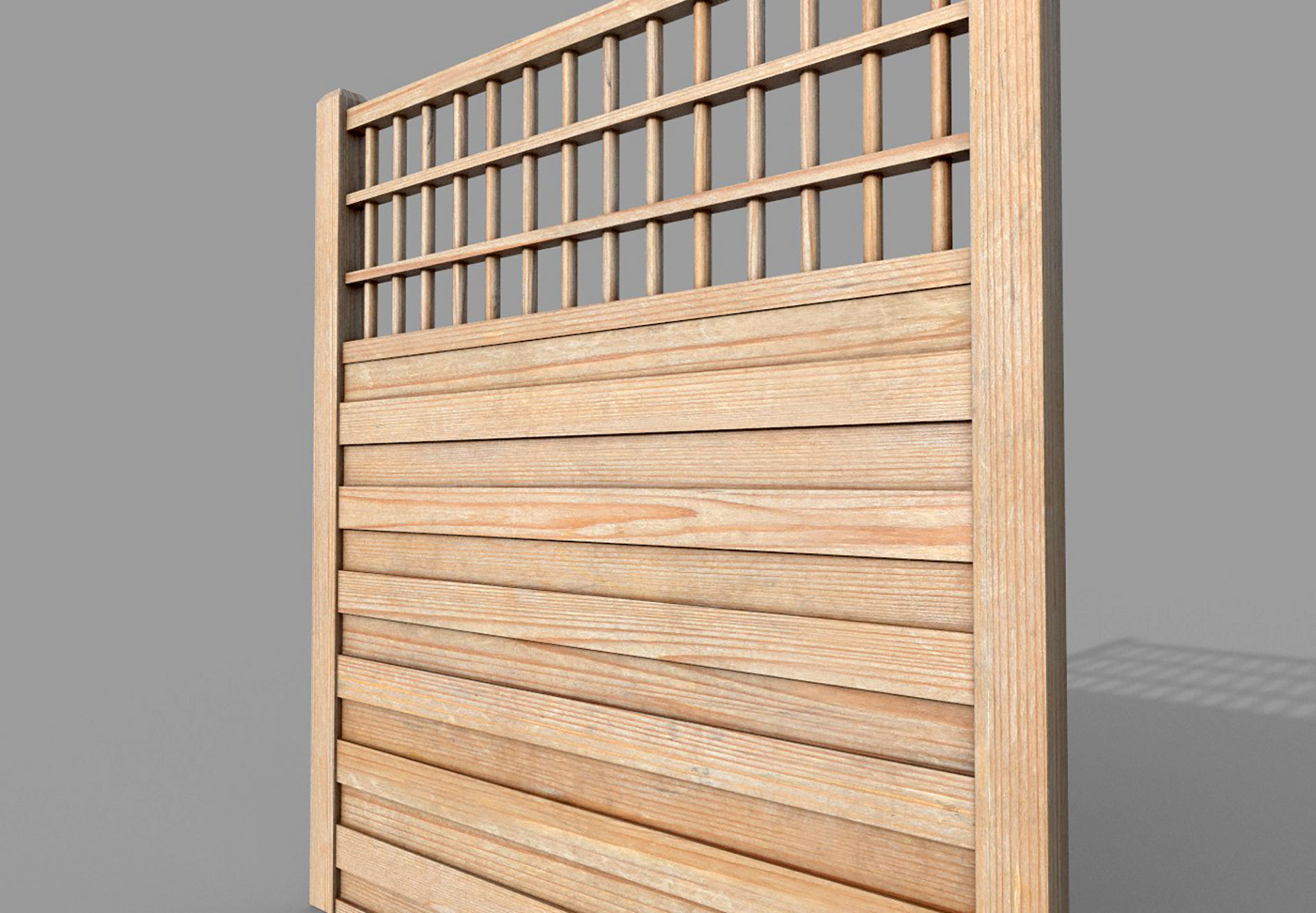 Modular Wooden Fence 5 Low-poly 3D model_5